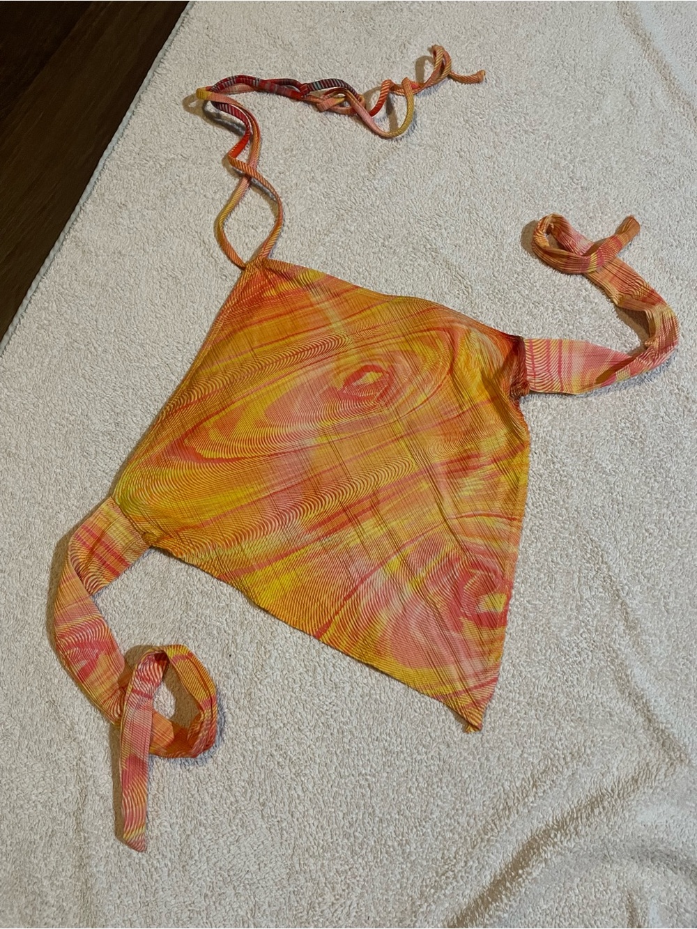 Frankie's Bikinis Orange & Yellow Swirl Halter Tie-Back Camisole